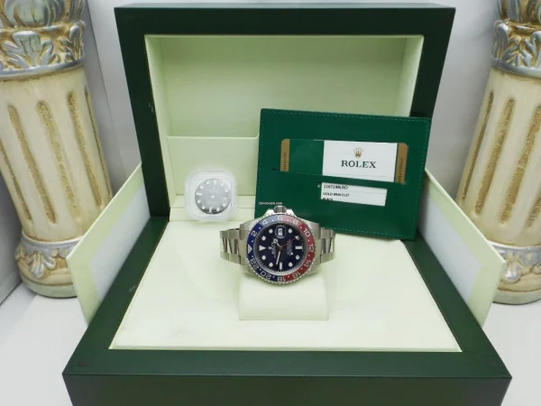 22940970 t6kmhxyst0vdq2n9taf2tfpe ExtraLarge 600x450 - Rolex GMT-Master II Pepsi ref. 116719BLRO Double Dial 2014 Like new B&P