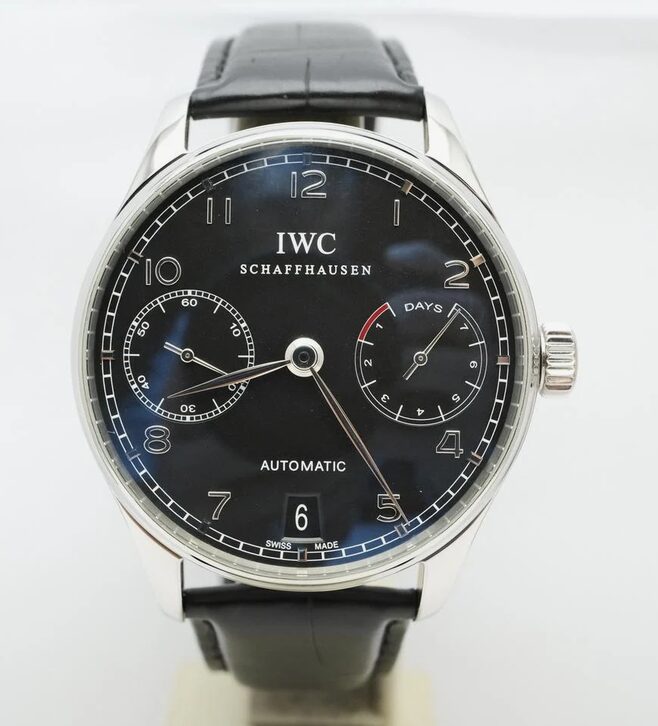 IWC Portuguese 8 days IW500109 Automatic black dial Box & paper 2014 serviced